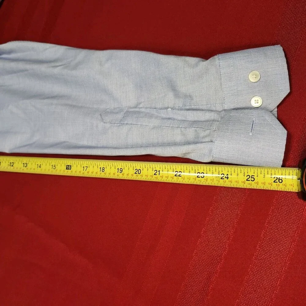 Banana Republic Slim Fit Non-Iron Dress Shirt Blue Dobby Check Large Altered